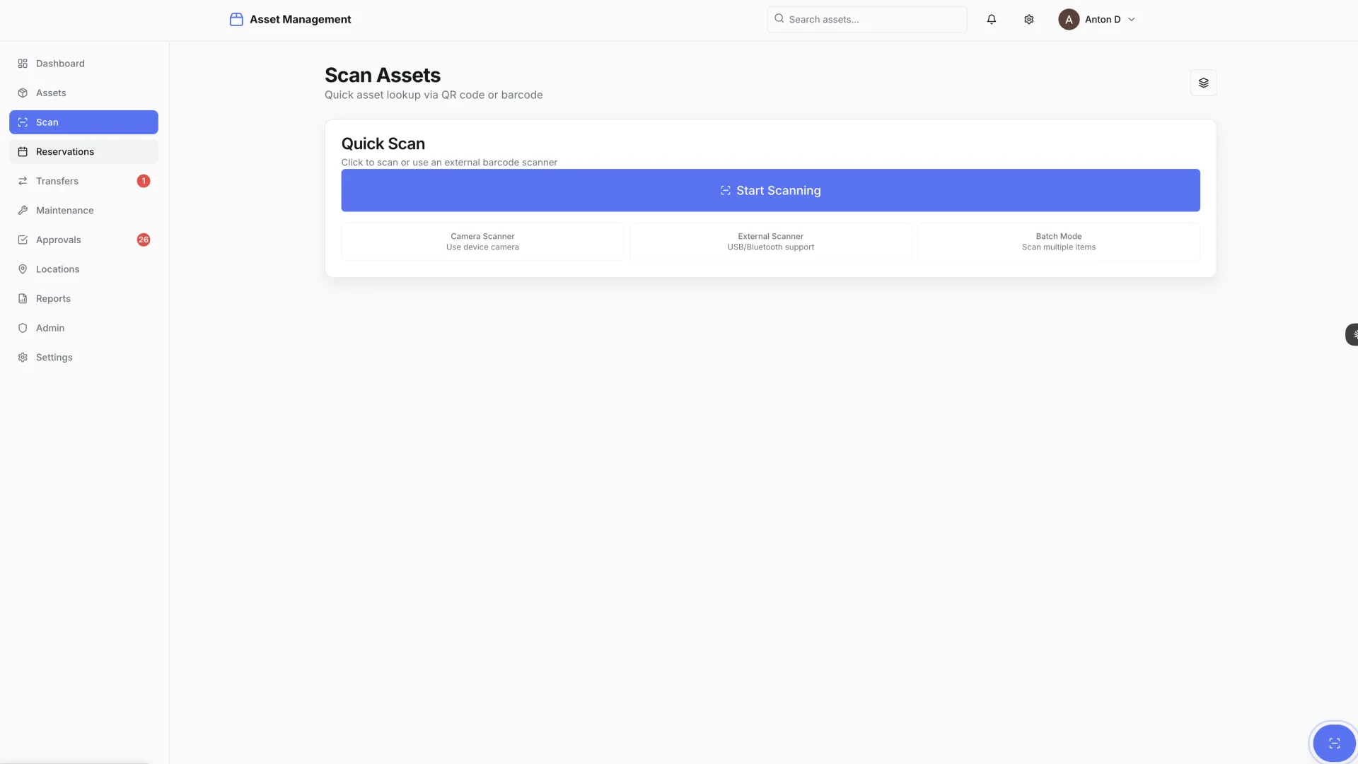 Asset Management QR/Barcode Scan