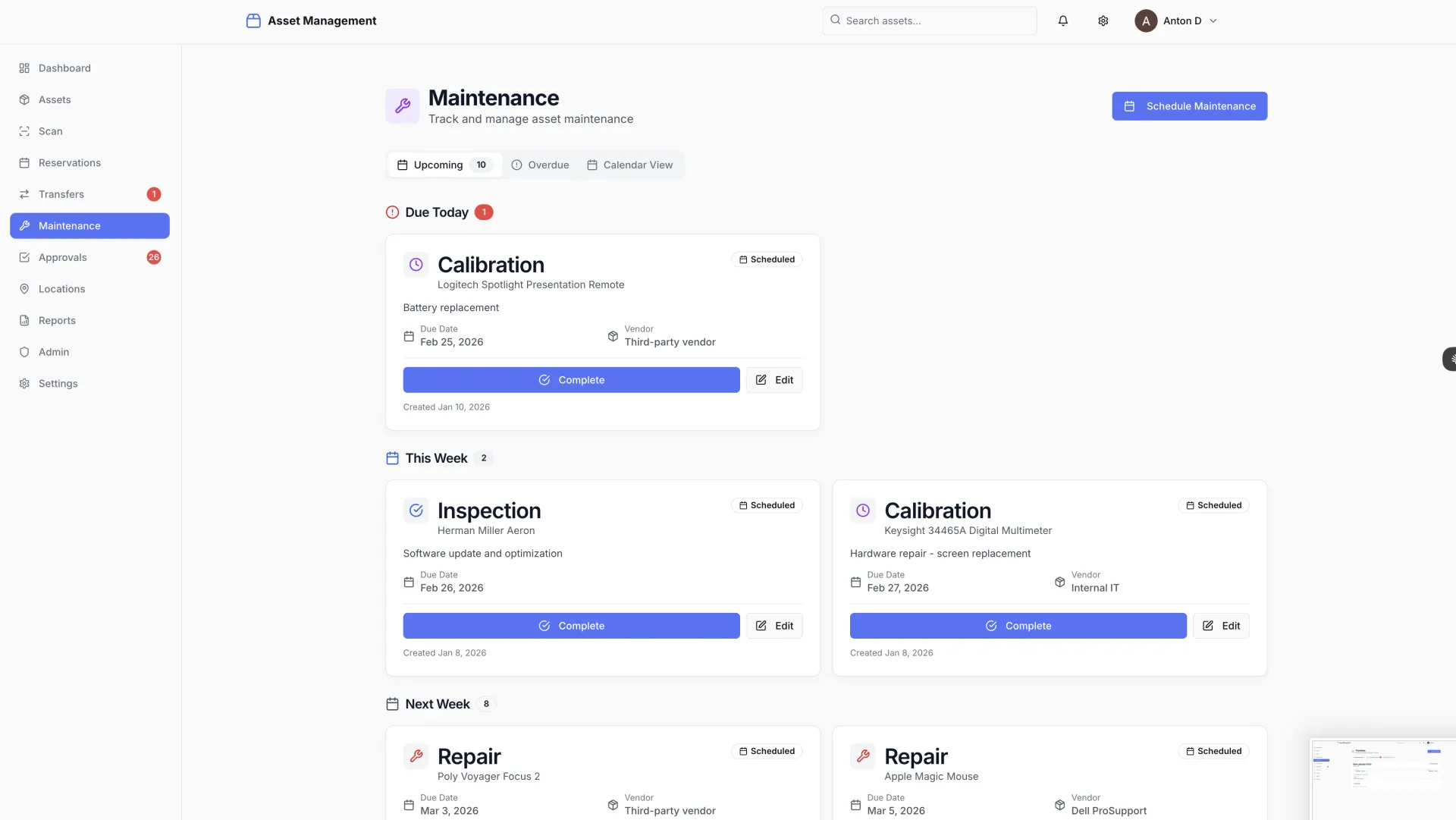 Asset Management Maintenance