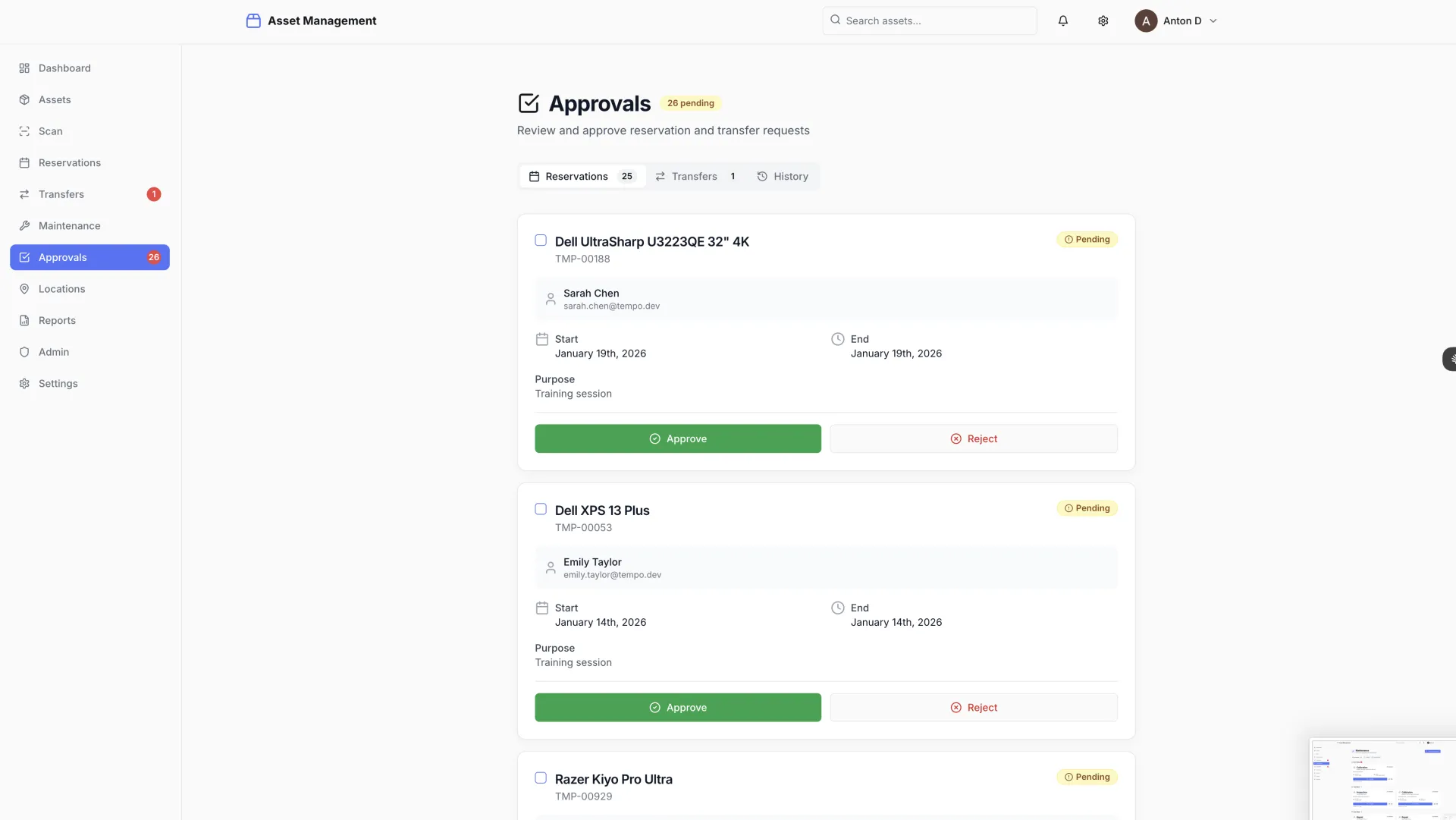 Asset Management Approvals