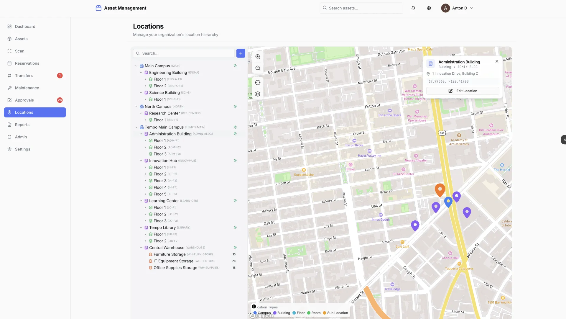 Asset Management System — university asset tracking with QR codes and maps built by OneChair.dev