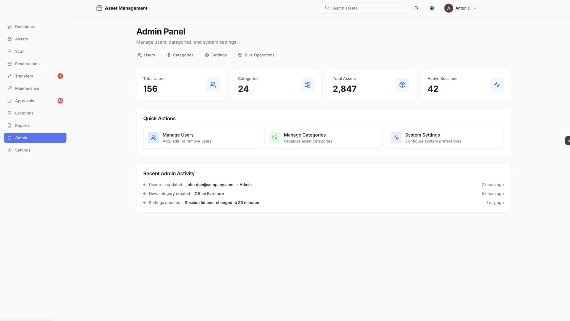 Asset Management Admin