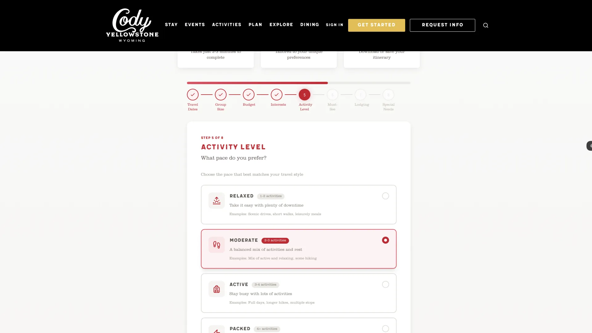Cody Yellowstone Quiz - Activity Level