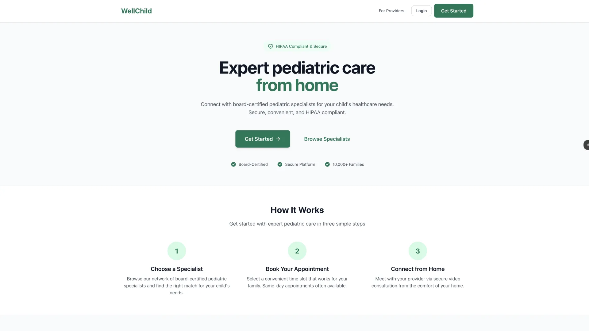 WellChild Landing Page