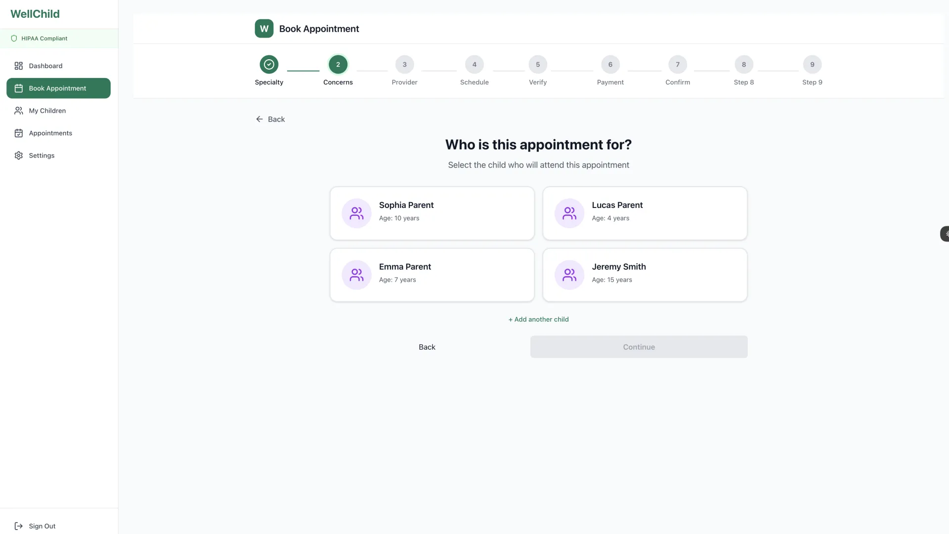 WellChild Child Selection