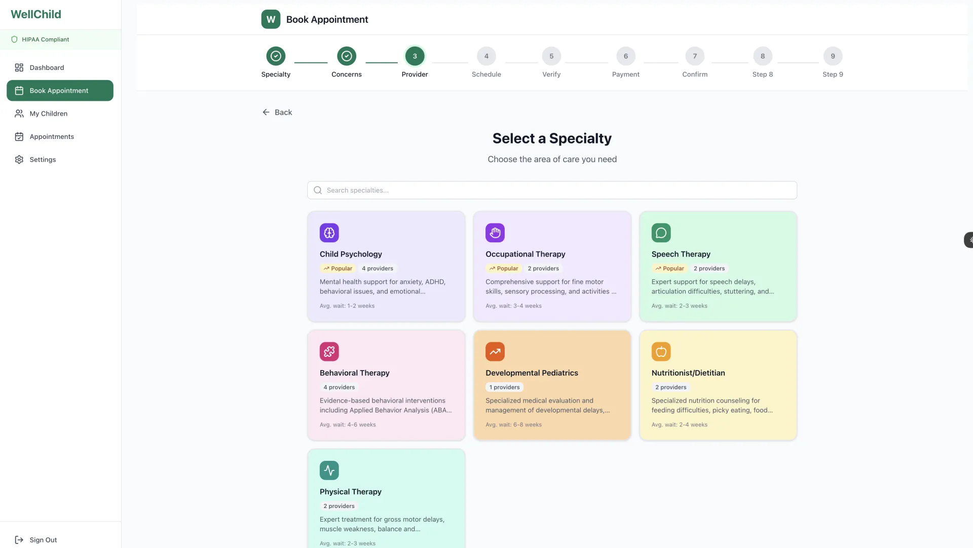 WellChild Specialty Selection