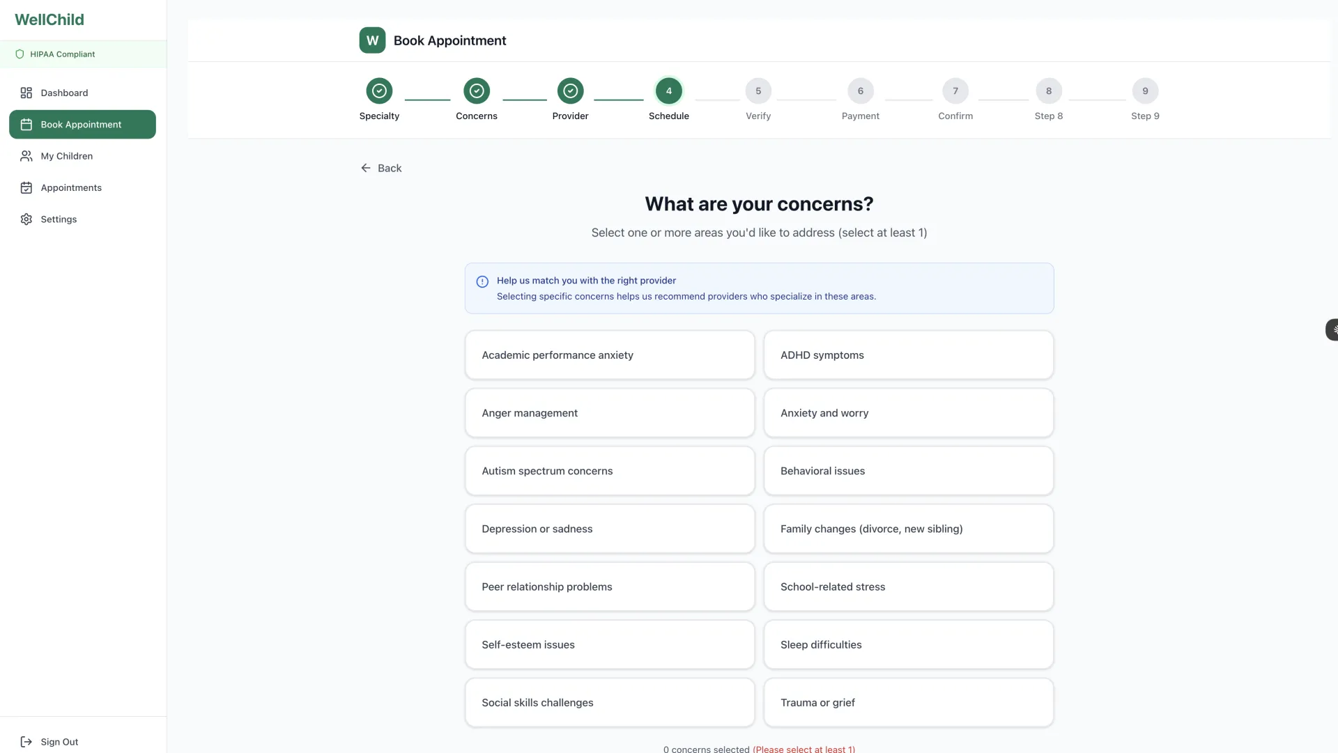 WellChild Health Concerns