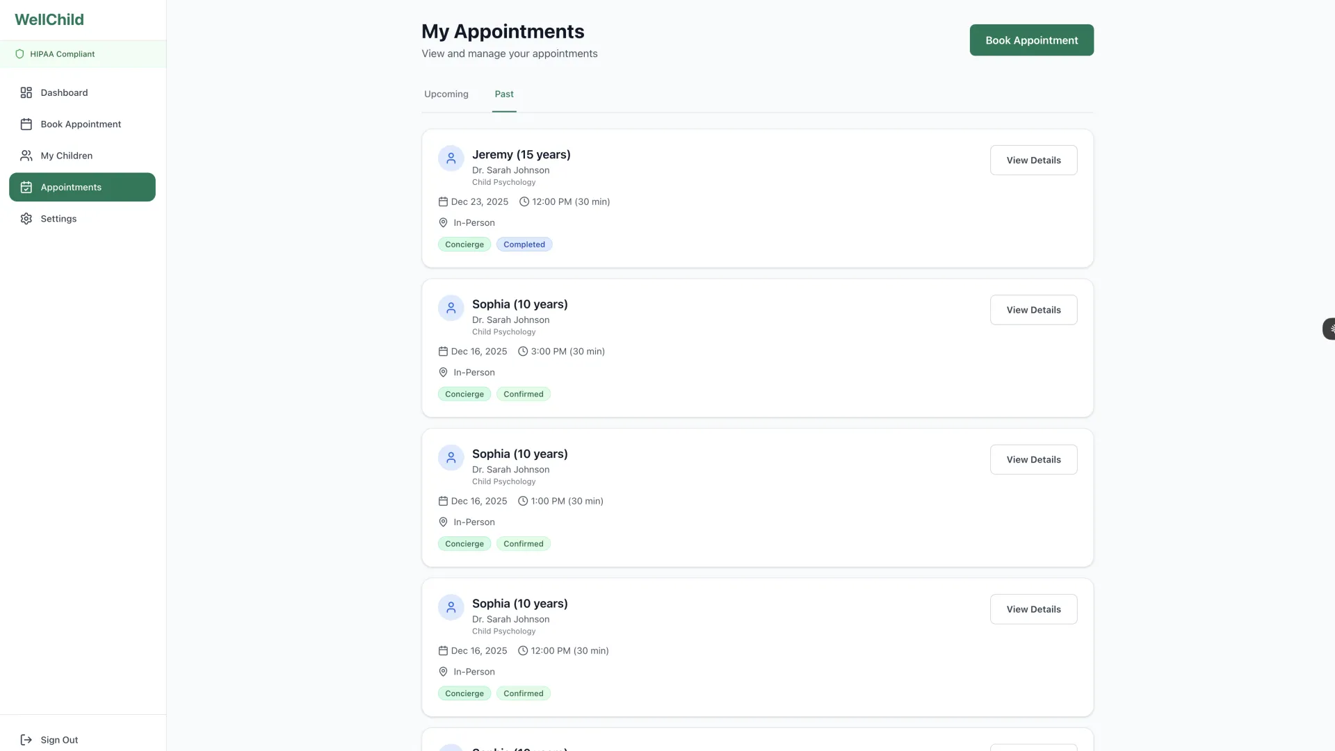 WellChild Appointments