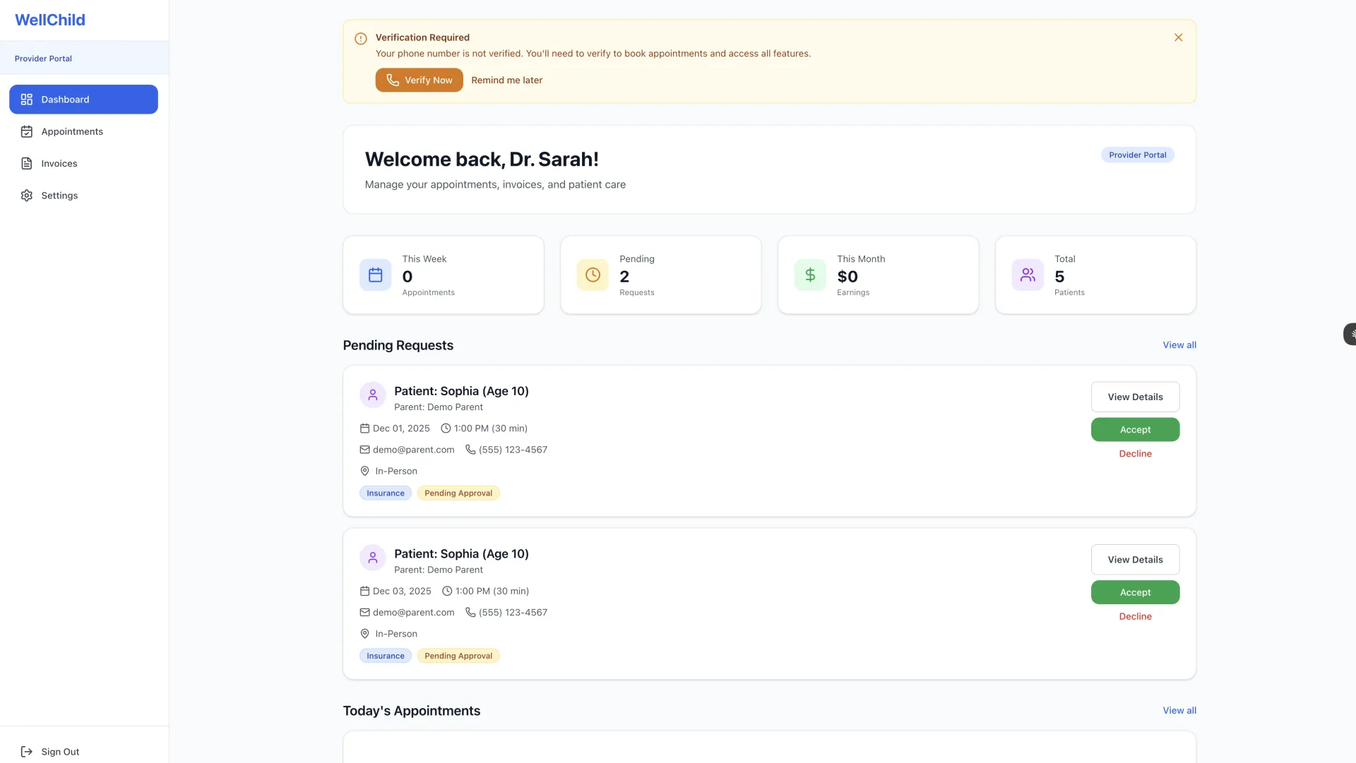 WellChild Provider Dashboard
