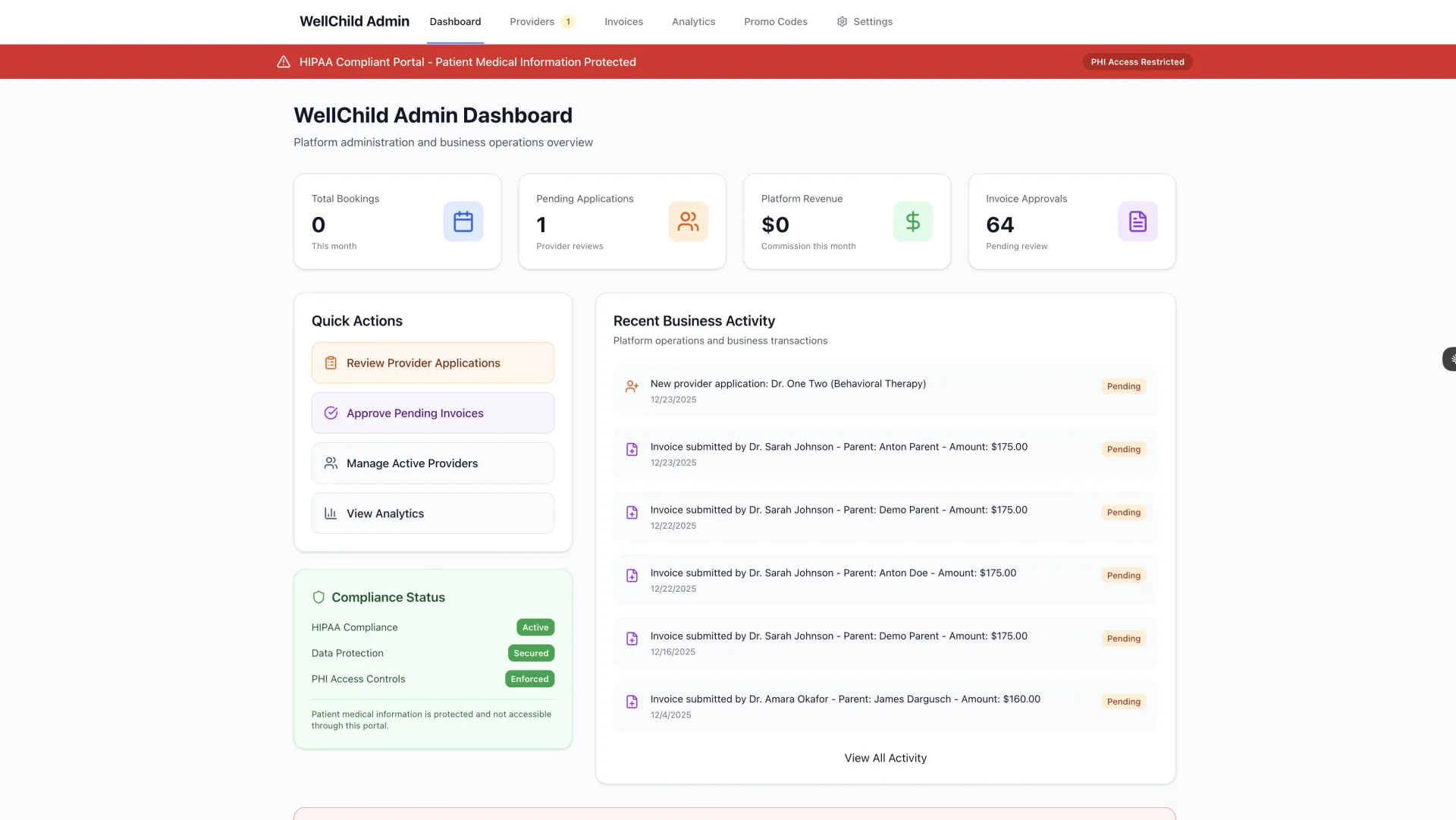 WellChild Admin Dashboard